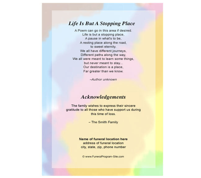 School 4-Sided Graduated Funeral Program Template.