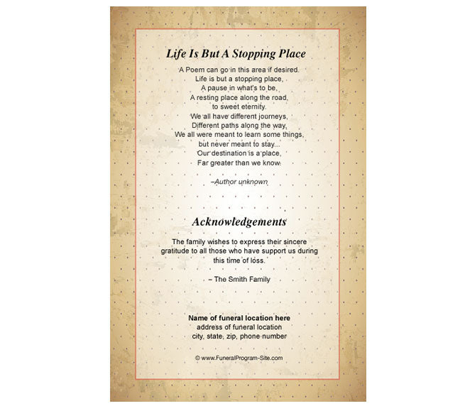 Carol 4-Sided Graduated Funeral Program Template.