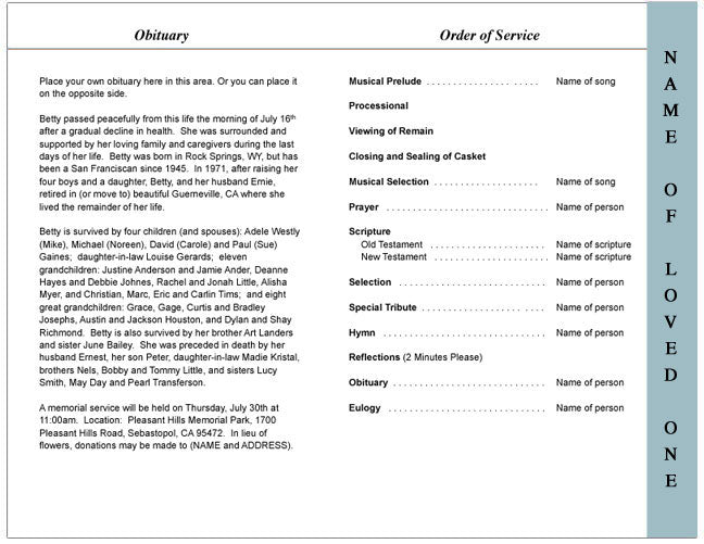 Travel 4-Sided Graduated Funeral Program Template.