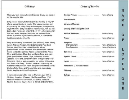 Travel 4-Sided Graduated Funeral Program Template.