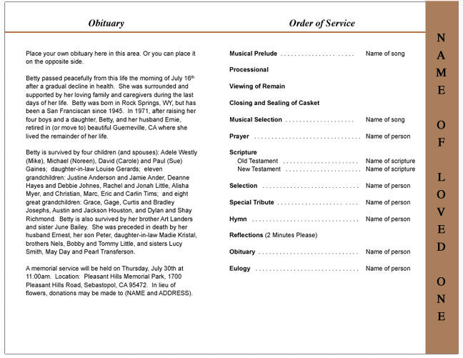 Carpenter 4-Sided Graduated Funeral Program Template.