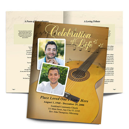 Guitar Funeral Booklet Template.