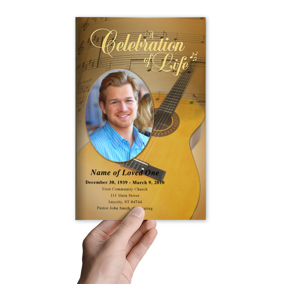 Guitar Funeral Program Template.