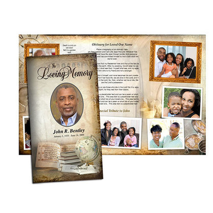 History TriFold Funeral Brochure Template.