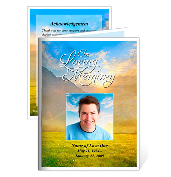 Horizon Small Memorial Card Template.
