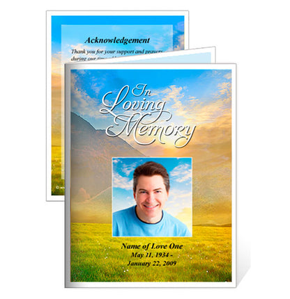 Horizon Small Memorial Card Template.