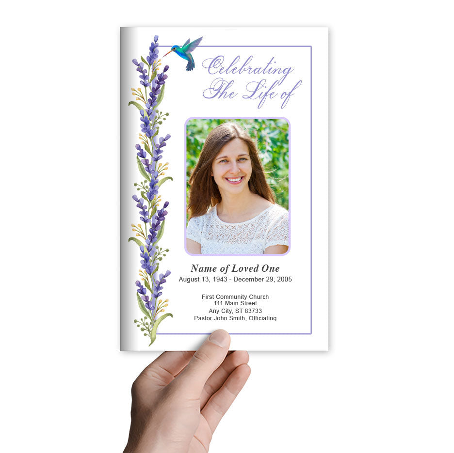 Hummingbird Funeral Program Template.