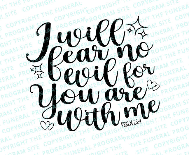 I Will Fear No Evil Bible Verse Word Art.
