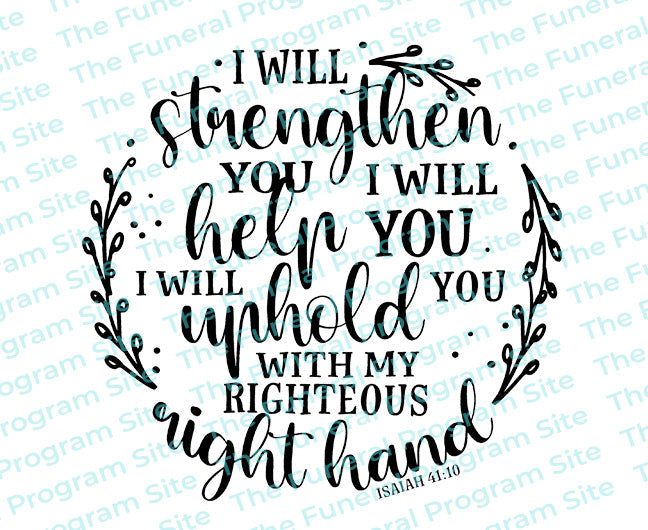 I Will Strengthen You Bible Verse Word Art.