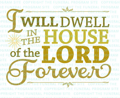 I Will Dwell In The House Bible Verse Word Art.