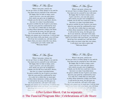 Butterfly Small Memorial Card Template.