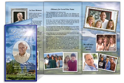 Outdoor TriFold Funeral Brochure Template.