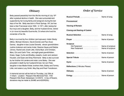 Sports Funeral Program Template.