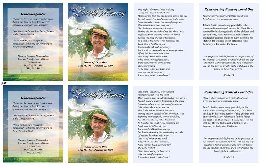 Gardener Small Memorial Card Template.