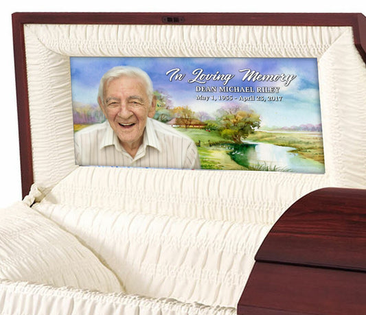 Country Watercolor Casket Head Panel Insert.