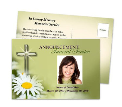 Daisy Funeral Announcement Template.