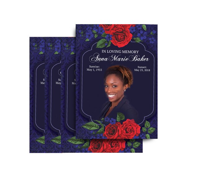Red Roses Memorial Red Roses Memorial Card Design & Print (Pack of 50) – Funeral Program ...