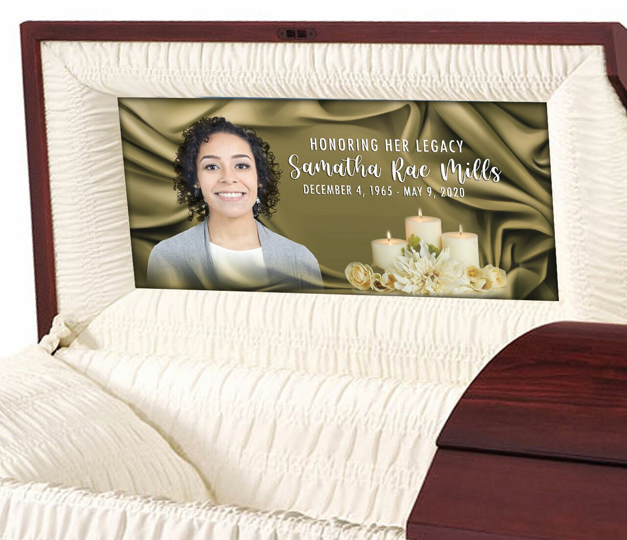 Custom Casket Panel Insert - Candle Trio Design.