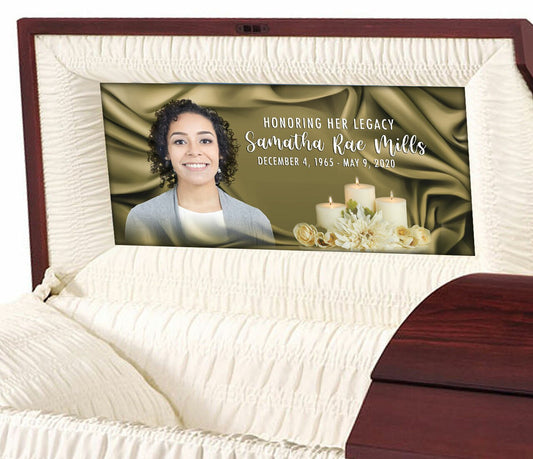 Custom Casket Panel Insert - Candle Trio Design.