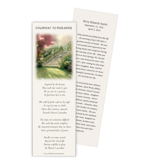 Thomas Kinkade Stairway of Paradise Funeral Bookmark Paper (Pack of 24).