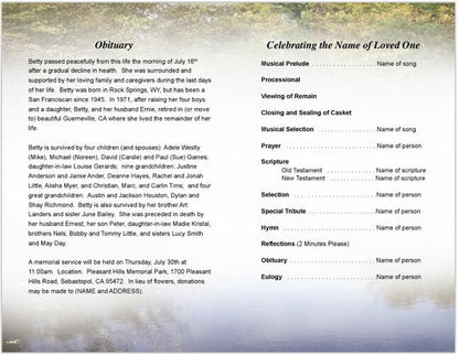Duck Pond Funeral Program Template.