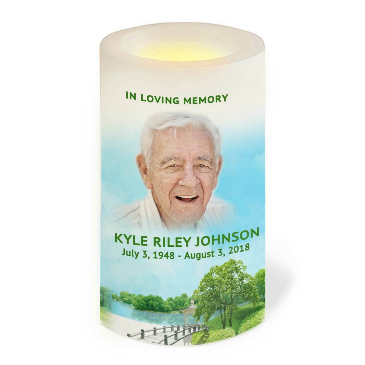 Trees Personalized Flameless LED Memorial Candle.