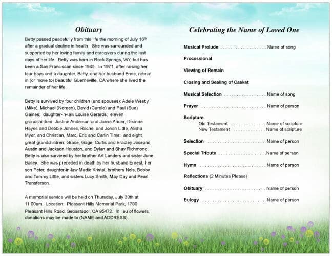 Madonna Funeral Program Template Template.