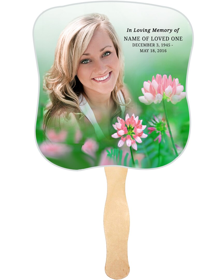 Ambrosia Cardstock Memorial Fan With Wooden Handle (Pack of 10).
