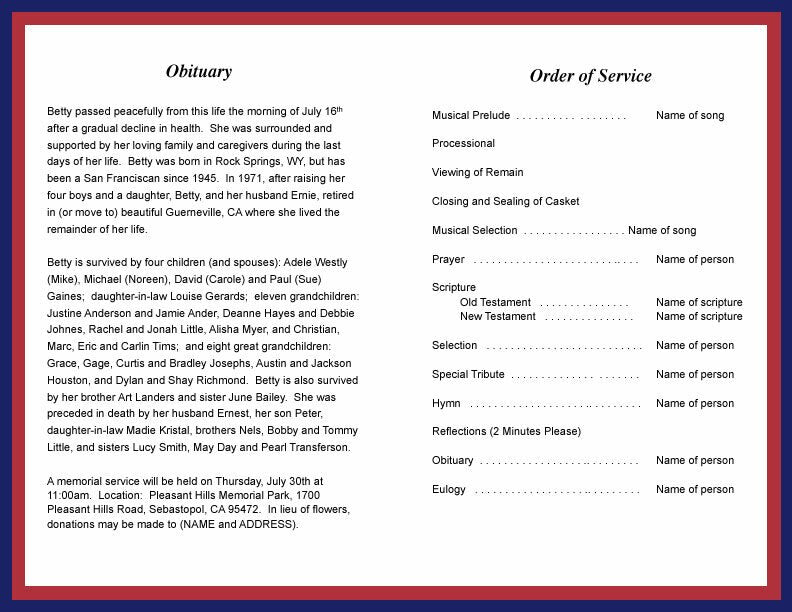Philippines Funeral Program Template | DIY Funeral Programs – Funeral ...