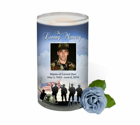 U.S. Army Personalized Glass Memorial Candle.