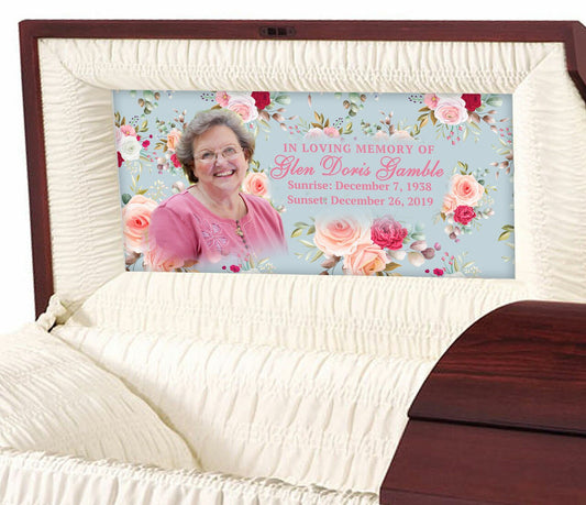 Custom Casket Panel Insert - Vintage Roses Design.