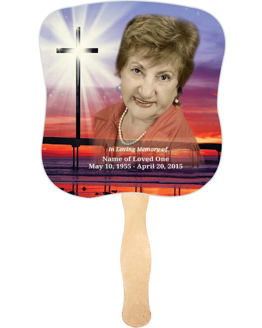 Glorify Cardstock Memorial Fan With Wooden Handle (Pack of 10).