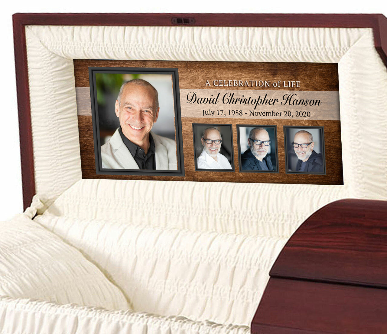 Walnut Grain 4 Photo Casket Panel Insert – Funeral Program-Site Funeral ...