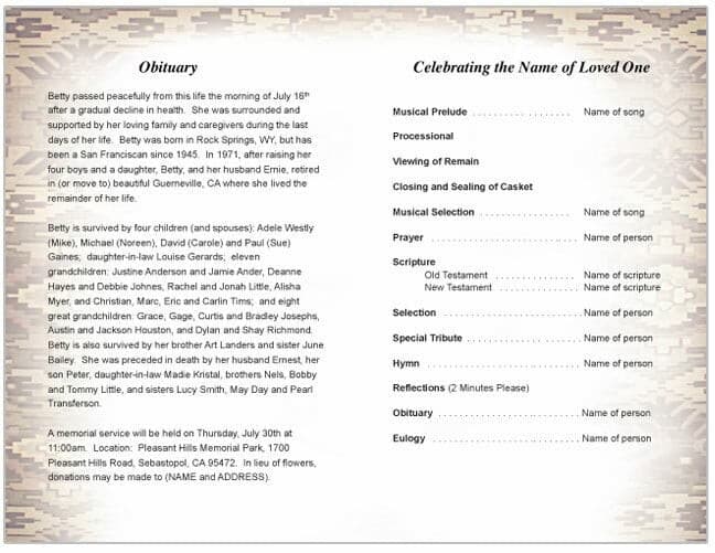 Messenger Funeral Program Template.