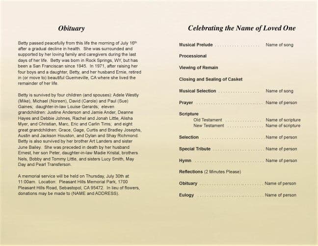 Legacy Funeral Program Template.