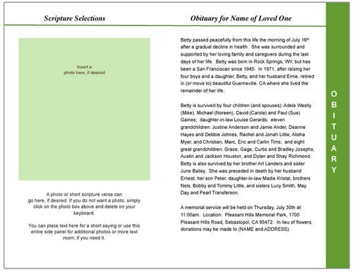 Majestic 8-Sided Funeral Graduated Program Template.