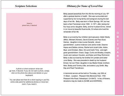 Petals 8-Sided Funeral Graduated Program Template.