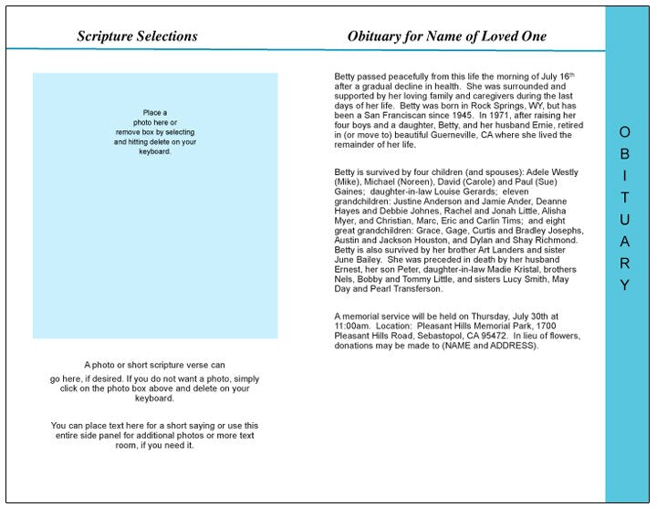 Devotion 8-Sided Graduated Funeral Program Template.