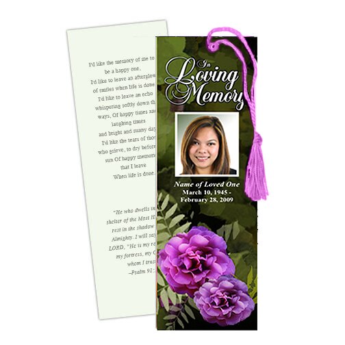 Essence Memorial Bookmark Template.