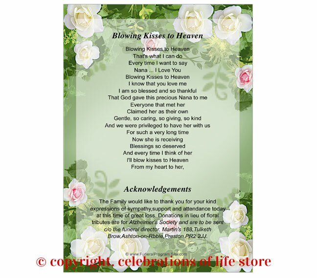 Garden Small Memorial Card Template.