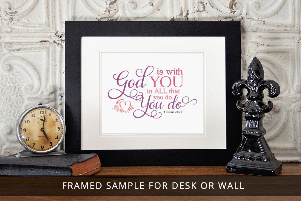 God Is With You Bible Verse Word Art.