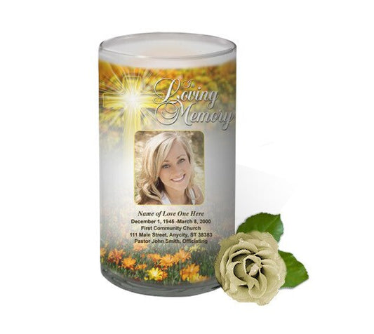 Floral Hope Personalized Glass Memorial Candle.