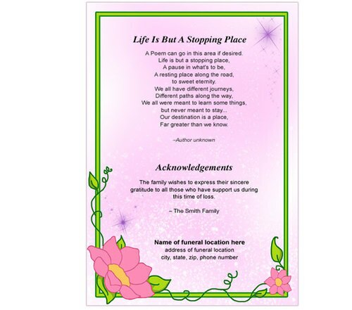 Fairy 8-Sided Graduated Funeral Program Template (Letter Size).