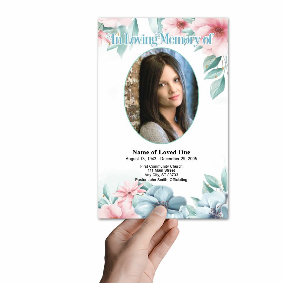 Willow Watercolor Funeral Program Template.