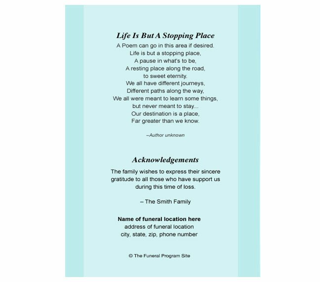 Nursery Boy Small Memorial Card Template.