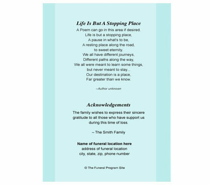 Nursery Boy Small Memorial Card Template.