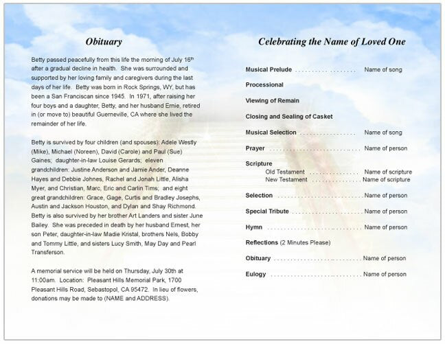 Stairway Funeral Program Template.