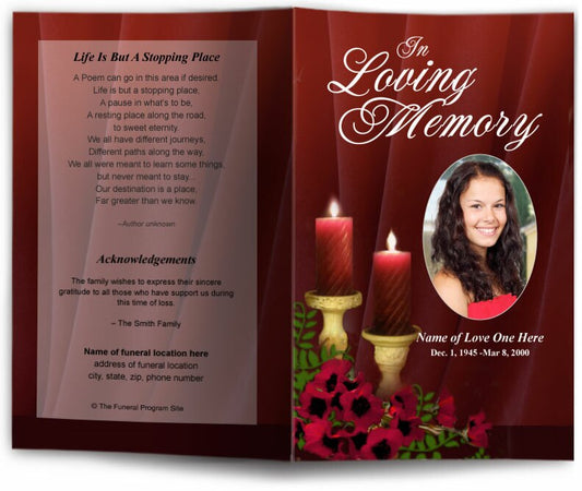 Candlelight Letter Single Fold Program Template.