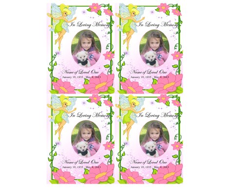 Fairy Small Memorial Card Template.