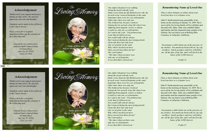 Lotus Small Memorial Card Template.